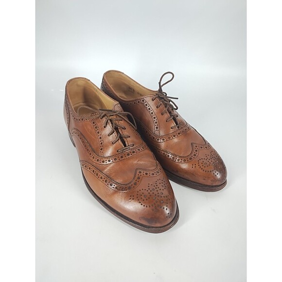Vtg Cole Haan Wingtip Oxford Shoes British Tan Brown USA Made Men\'s Size 8.5D